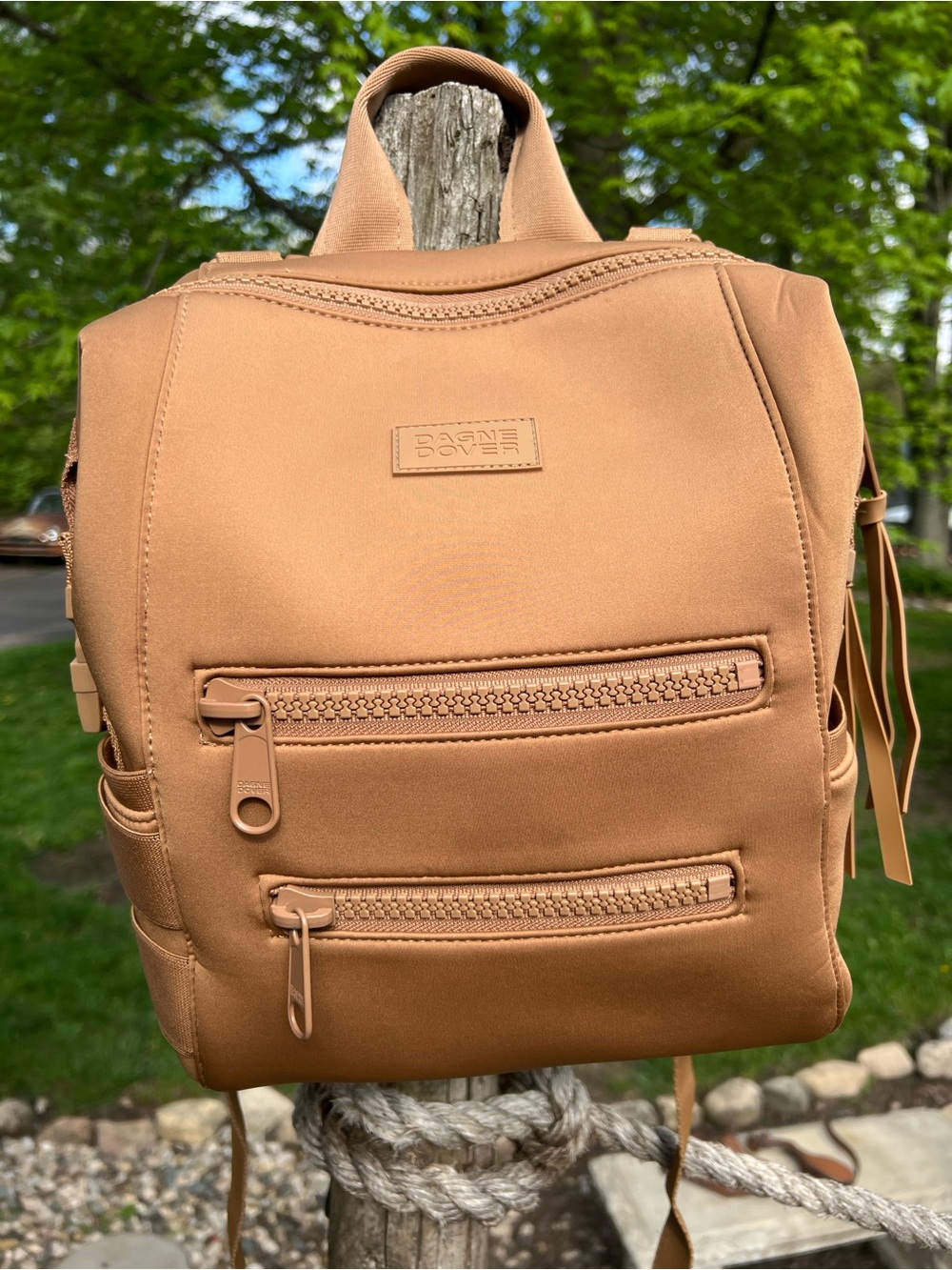 Dagne Dover Neoprene Medium diaper Backpack in Tan